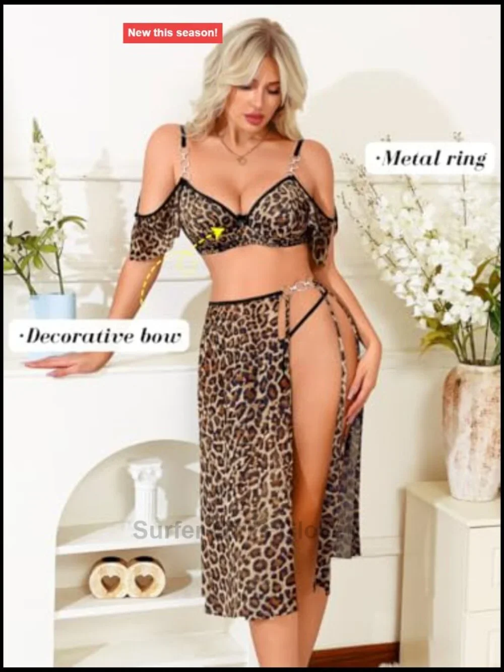 3 Piece Lingerie Set Underwire Bra Panty Sheer Skirt Mesh Costume